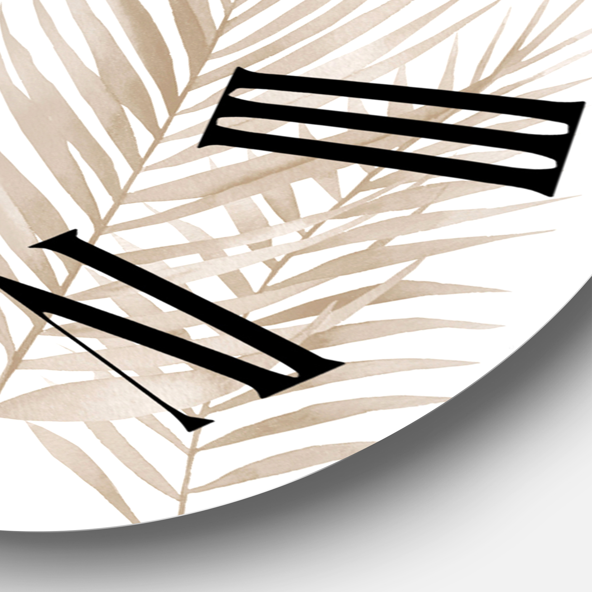 Designart 'Tropical Beiges Leaves' Traditional Wall Clock