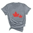 thumbnail image 3 of Fiudx Ofertas Relámpago Camiseta Básica de Verano de Manga Corta Informal para Mujer, Blusa con Estampado de Hoja de Arce Del Día de Canadá, Camiseta con Cuello Redondo, 3 of 3
