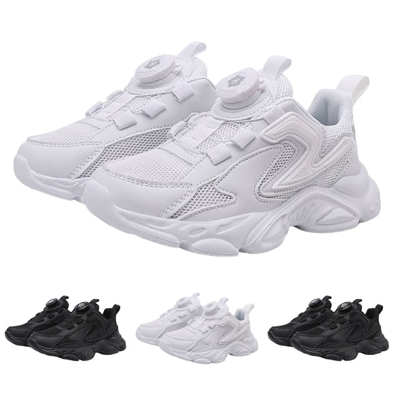 Dakaela Boys Girls Running Tennis Shoes Kids Non Slip Athletic Sport Fashion Sneakers Lightweight Lace up Walking Outdoor Shoes Black 12