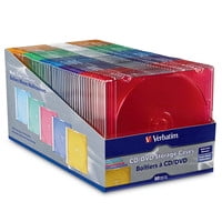 Verbatim 50 Pack CD/DVD Color Slim Jewel Cases, Assorted