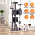 thumbnail image 4 of Dkelincs 70"H Large Multilevel Cat Tree, Double Condo Cat Tower with Scratching Post Tower & 3 Top Perches, Light Gray, 4 of 7