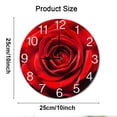 thumbnail image 2 of ZXCXRQFa Floral Flower Rose Red Silent Non Ticking Wooden Clock 10 Inch, Round Wall Clock,Decorative for Living Room, Kitchen, Home,Bathroom, Bedroom, Office or School, 2 of 7