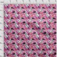 thumbnail image 4 of oneOoneCottonSilkFuschiaPinkFabricTropicalFloralWithBirdsSewingFabricByTheYardPrintedDiyClothingSewingSupplies42InchWide, 4 of 4
