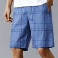 thumbnail image 2 of VSSSJ Plaid Shorts for Men Loose Fit Comfort Elastic Waist Beach Shorts Summer Casual Fashion Sports Checked Shorts with Zipper Pockets Light Blue XXL, 2 of 3