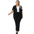 thumbnail image 3 of DARING DIVA Women's Plus Cropped Short Sleeve Open Front Sheer Shrug 1X Black, 3 of 6