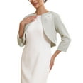 thumbnail image 4 of INSPIRE CHIC Women's Formal Bolero for Evening Dresses Half Sleeves Open Front Cocktail Shrugs S Light Grey, 4 of 5