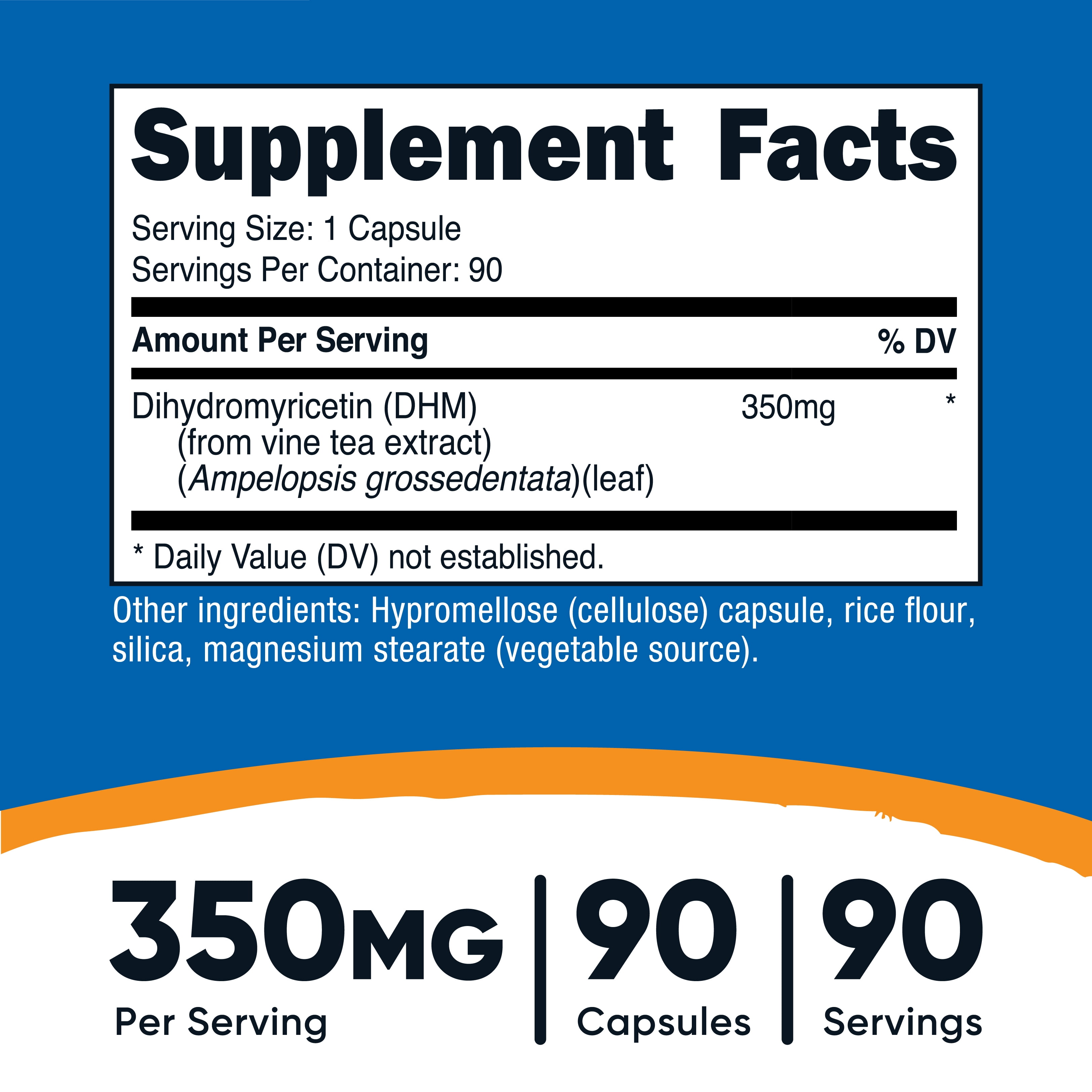 Nutricost Dihydromyricetin (DHM) Capsules (350mg, 90 Capsules) - Vegan, Non-GMO, 90 Servings