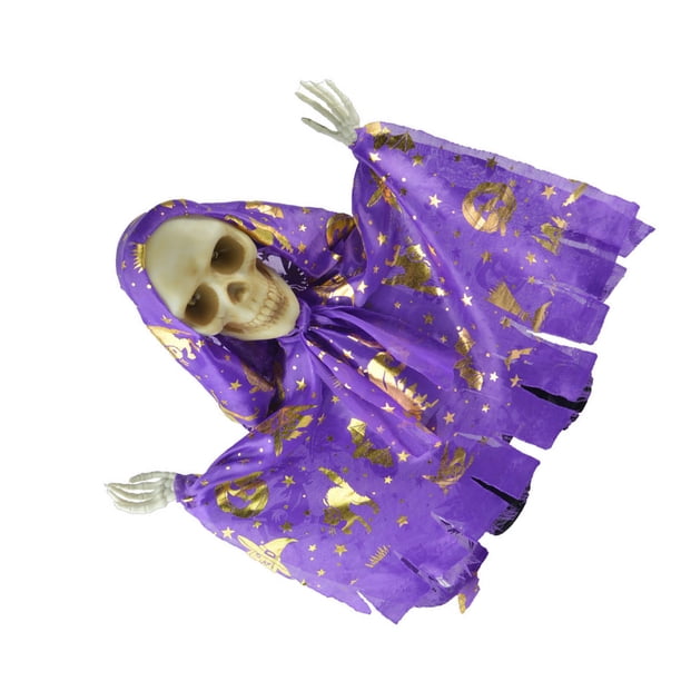 Bearachild Decoraciones eléctricas de terror para Halloween, sonido luminoso activado, cabeza de esqueleto gritando, baile, Control de voz, juguetes, Kits de decoración para fiestas Violeta Bearachild HA068764-02