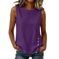 thumbnail image 2 of YFNNUP Women Tank Tops Solid Color Sleeveless Top Lightweight Crewneck Blouse Casual Summer Going Out Blouse Purple XL, 2 of 9