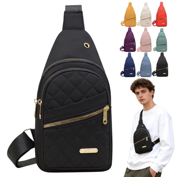 Small Sling Bag Crossbody Sling Backpack for Men and Women, Small Fanny Pack Cross Body Bag Hiking Traveling Backpack, Back to School, Black