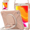 thumbnail image 1 of KOMI for iPad 9th/ 8th/ 7th Generation Case (iPad 10.2 inch Rugged Case 2021/2020/2019) with Screen Protector, Rotating Stand/Pencil Holder/Carrying Shoulder Strap Ring Kickstand (Rose Gold), 1 of 5