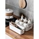 thumbnail image 4 of Plastic Storage Bins,Versatile Kitchen Pantry Organization and Storage,Under Sink Bathroom Organizer (2 Pack Narrow, White), 4 of 4