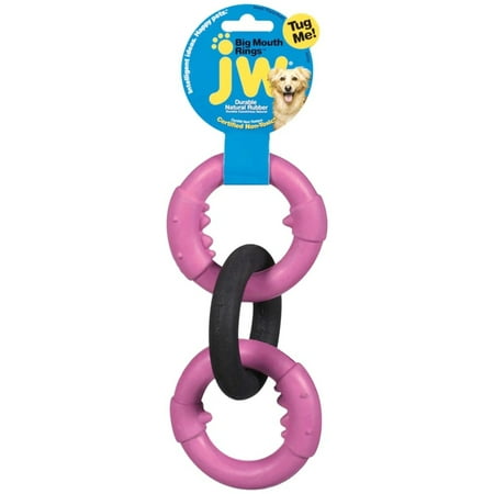 UPC: 0618940400318 | JW Pet Black/Pink Rubber Big Mouth Ring Dog Tug Toy Small 1 pk