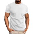 thumbnail image 2 of Homenesgenics Mens Shirts Men Tops T Shirts for Man Man Solid-Color Casual Elastic Sports Short Sleeve Round-Neck Top White XXXL, 2 of 6
