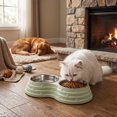 thumbnail image 6 of ICQOVD Stainless Steel Double Pet Bowl Set Food and Water Feeder with Non Slip Base Large Capacity Durable Feeding Bowl 9.84x5.31x1.77IN, 6 of 7