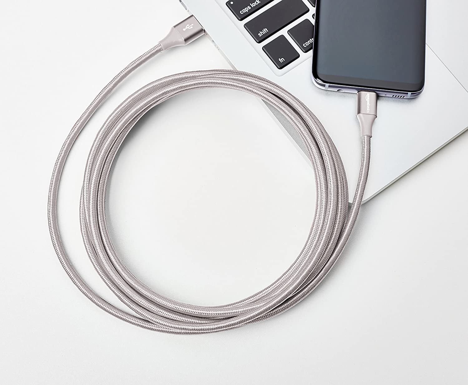 Dark Gray Basics Double Braided Nylon USB Type-C to Type-A 3.1 Gen 1 Charger Cable 10 feet 