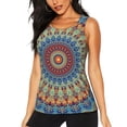 thumbnail image 2 of Picia Round Mandala Pattern Women's Workout Tank Top,Breathable Activewear,Slim Fit Athletic Top,Versatile Workout Moisture-wicking top-X-Large, 2 of 9