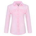 thumbnail image 4 of larppty Womens Soft Stretchy Shirts Long Sleeve Collared Button Down Blouses Tops (Pink, S), 4 of 5