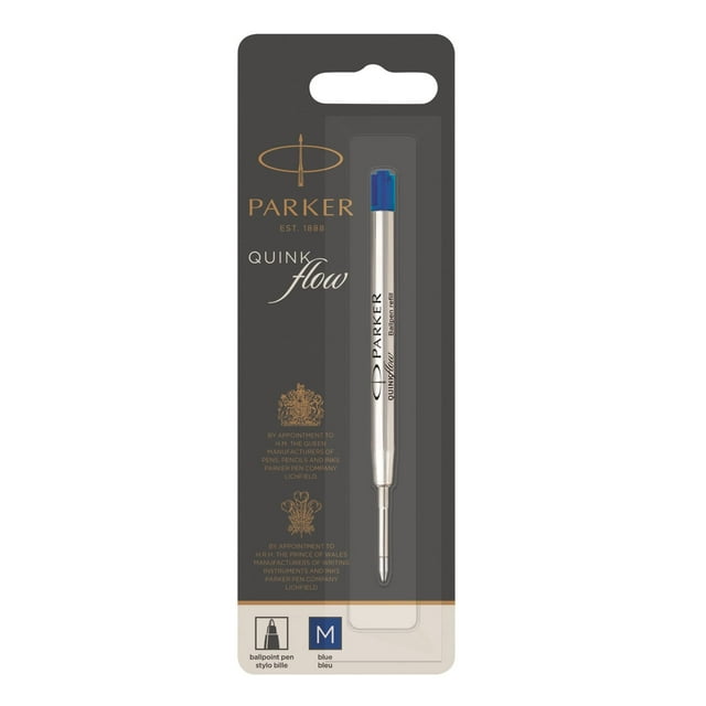 Parker Quinkflow Recambio De Tinta Para Bolígrafo, Punta Media, Azul, 1 Unidad