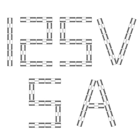 Christmas Light Fuses 5A 125V 5 AMP Max 125 Volt Fast-Blow Mini Glass Fuse 3.6x10 MM 0.14x0.39 Inch 5Amp 125Volt F5AL125V Fusibles for C9 C7 Xmas Outdoor String Lights Plug (Pack of 50 Pcs)