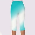thumbnail image 4 of Pull-On Capri Pants for Women Split Gradient Workout Leggings with Pockets Athletic Running Straight Capris Mint Blue, S, 4 of 7