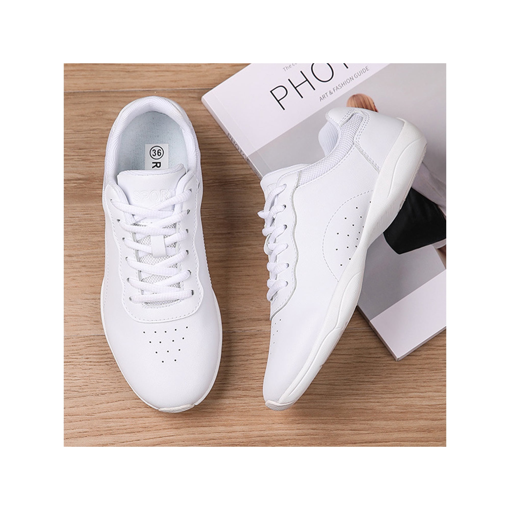UKAP Unisex Cheerleading Shoes Lace Up Cheer Shoe Competition Dance Sneakers Fitness Workout Breathable White A 7.5 Walmart