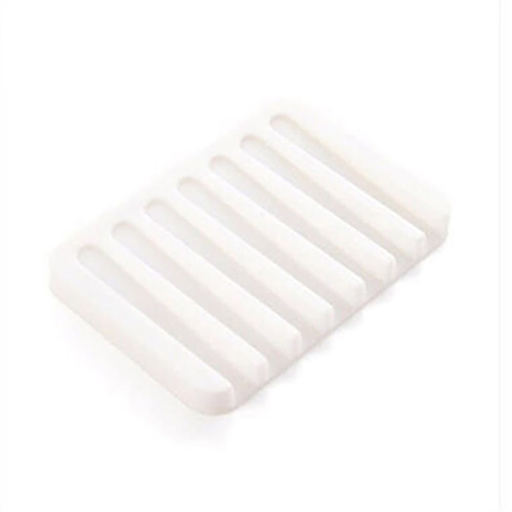 Plate Tray Drain Bathroom Silicone Cute Soap Dish Storage Holder Soapbox 