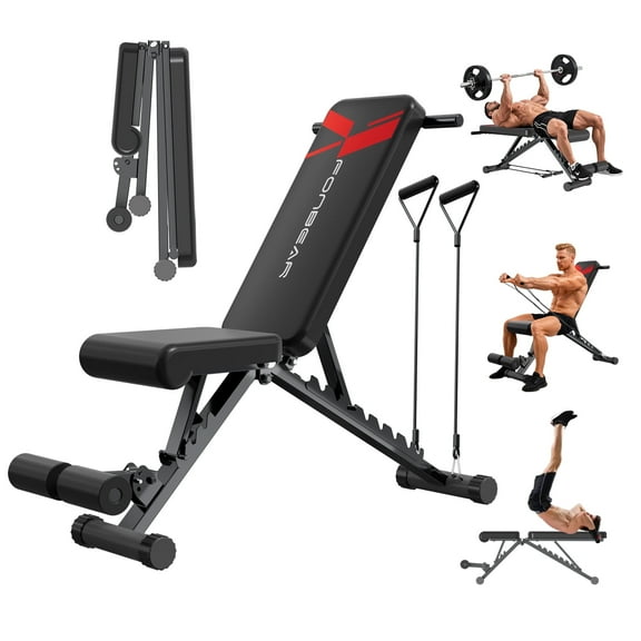 FONBEAR Adjustable Weight Bench, 660LBS Bench Press, Foldable Workout Bench for Full Body Strength Training, Multi-Function Incline Decline Bench - Great for Beginners and Professional Use