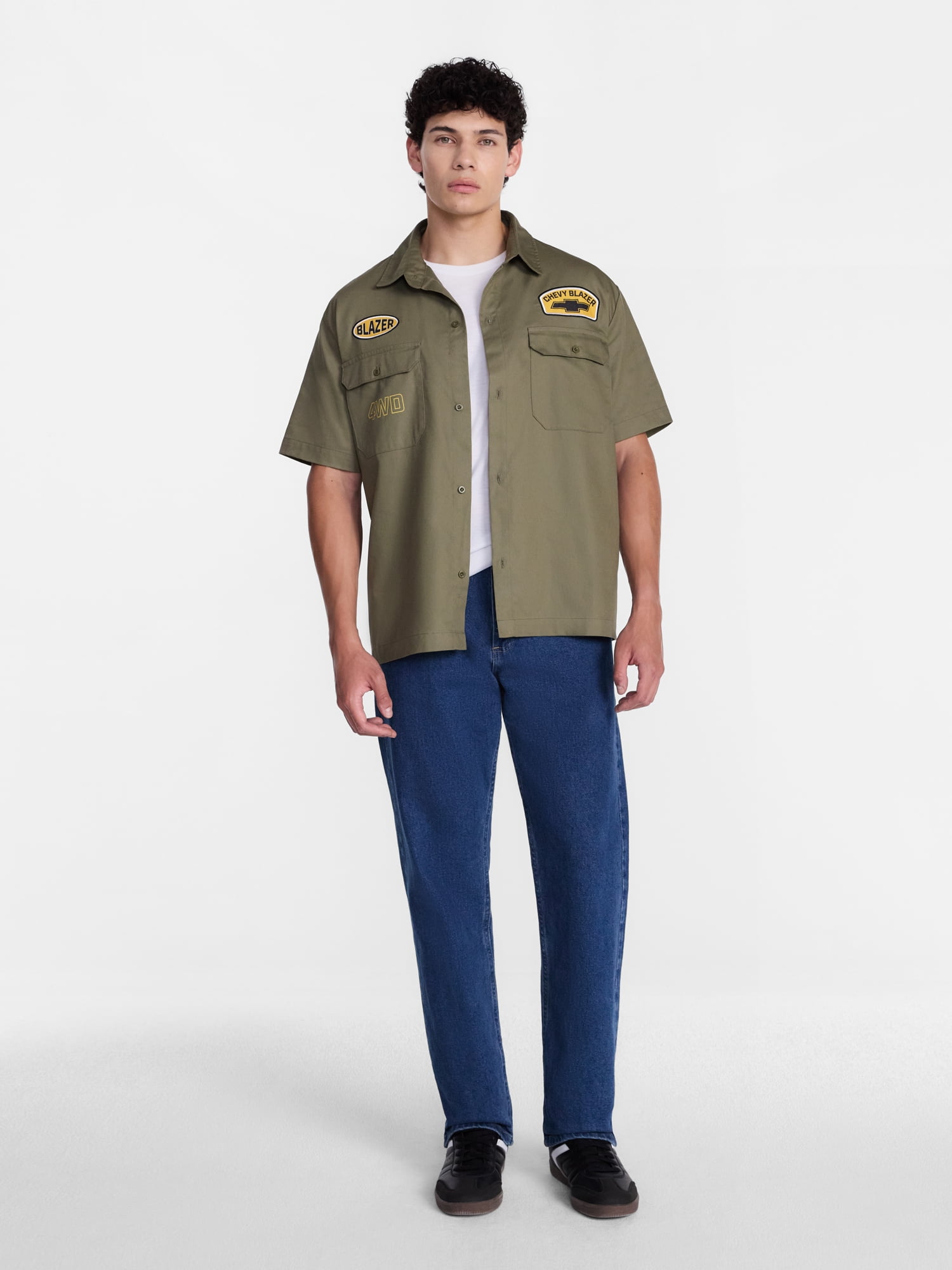 Chevy Blazer Men's and Big Men's Button Up Graphic Shirt with Short Sleeves, Sizes XS-3XL