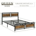 thumbnail image 4 of Metal Platform Bed,Queen Size Platform Bed Frame with Wood Headboard & Footboard,Heavy Duty Platform Bed with Metal Slat Support and Underbed Storage for Bedroom,No Box Spring Needed,Antique brown, 4 of 7