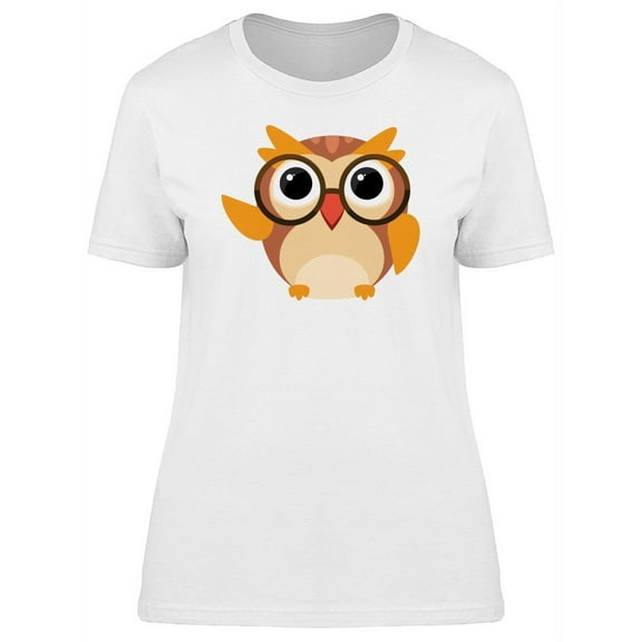 Cartoon Owl With Glasses Tee Women's -Image by Shutterstock