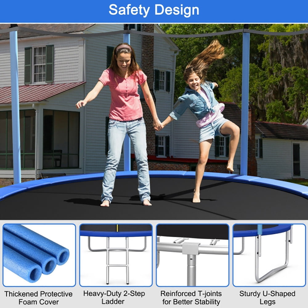 Aimee Lii Outdoor Trampoline with Safety Closure Net, Kids Recreational Trampolines, 8 ft