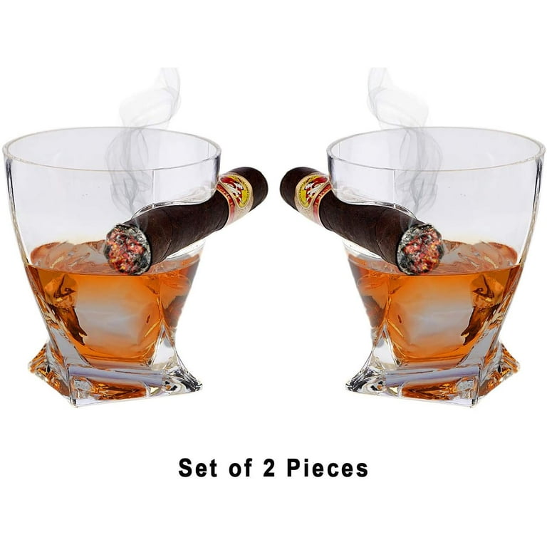 Gifts for Men, Cigar Whiskey Glass, Old Fashioned Whiskey Glasses With  Indented Cigar Rest, Gifts for Dad
