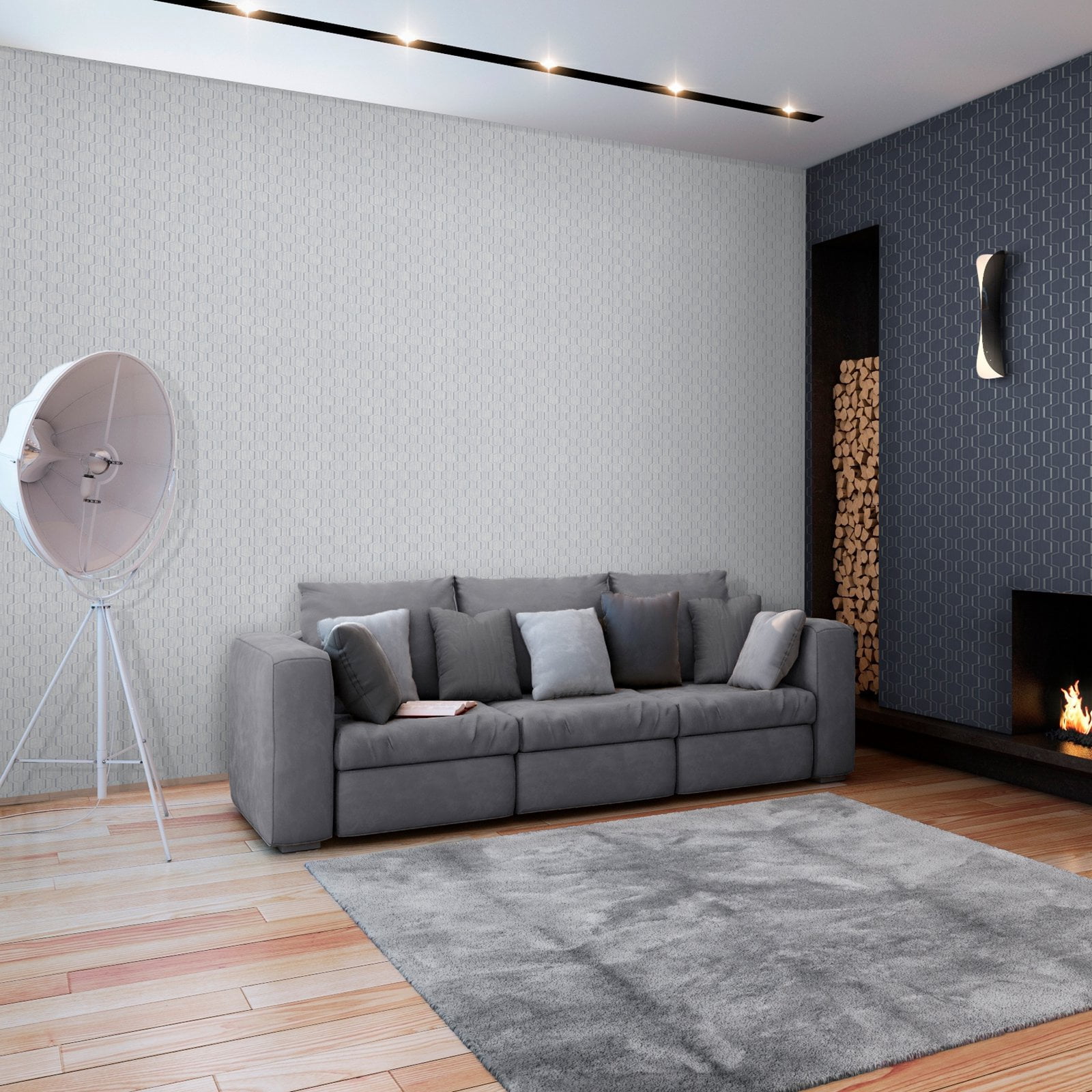 Decorline Harrison Beige Rectangular Geo Wallpaper