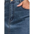 thumbnail image 5 of INSPIRE CHIC Women Maxi Denim Skirt H Line Straight Back Slit Casual Long Jean Skirts S Retro Blue, 5 of 6