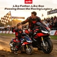 thumbnail image 3 of Track Seven 24V Ride on Motorcycle, Licensed Aprilia RSV4 Electric Motorcycle with Training Wheels, LED Lights, Music, Large Seat, Up to 5 Mph, 24V Ride on Toy Car for Boys Girls Aged 3+, Blue, 3 of 11