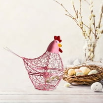 Clearance!XEOVHV Metal Wire Egg Basket, Chicken Shaped Egg Collection Storage Basket Portable and Practical Food Storage Basket