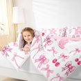 thumbnail image 3 of jejeloiu Bowknot Cherry Monogrammed R Full Size Comforter Sets For Girls,Pink Coquette Bow tie Alphabet Design Bedding Sets,Pink Reversible,3 Pieces, 3 of 7