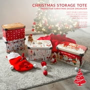 Simplify 7.48 Gallon Woodland Winter Design Storage Tote Bin