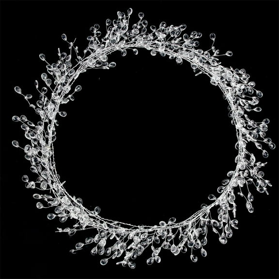 NOGIS 3pcs 14.8ft Clear Acrylic Wire Bead Garland Strand Ice Faux Crystal Bead String Garland for Christmas Tree Craft Wedding Birthday Party Decoration