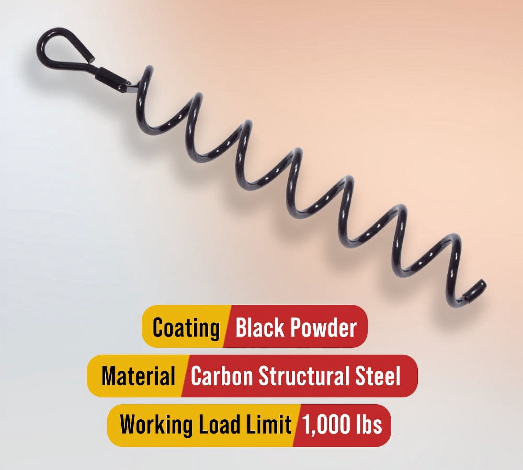 20 Pack 18 inches Spiral Shed Anchor Kit w/ Removable Eye Bolt - Steel Black Earth Auger Tent Stakes Heavy Duty Ground Screw Anchor for Securing Tents, Canopies, Tarps, Swing Sets