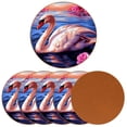 thumbnail image 2 of Swan Set of 6 Microfiber Leather Round Coasters, 11x11 cm/4.3x4.3 in, Drink Coasters for Home and Bar, Table Coasters, 2 of 6