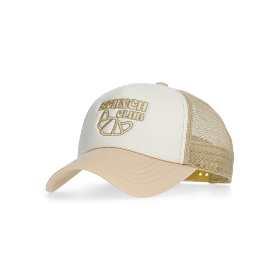No Boundaries Embroidered Graphic Trucker Hat, Women's, Cream