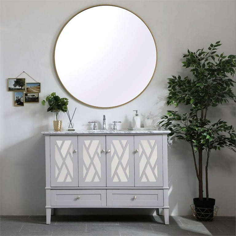 36 Contemporary Bathroom Vanity with Top Sink, 2 Soft Close Doors, and 6  Drawers, Gray - ModernLuxe