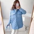 thumbnail image 1 of Chaqueta de algodón con solapa larga, suelta, cálida, con rejilla de diamantes, chaqueta de algodón gruesa versátil para mujer, 1 of 6