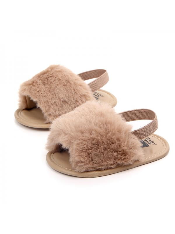 Womens Slip On Open Toe Fluffy Fuzzy Faux Fur Cute Summer Comfort House Slippers Slides Sandals XAPPEAL Teddie 