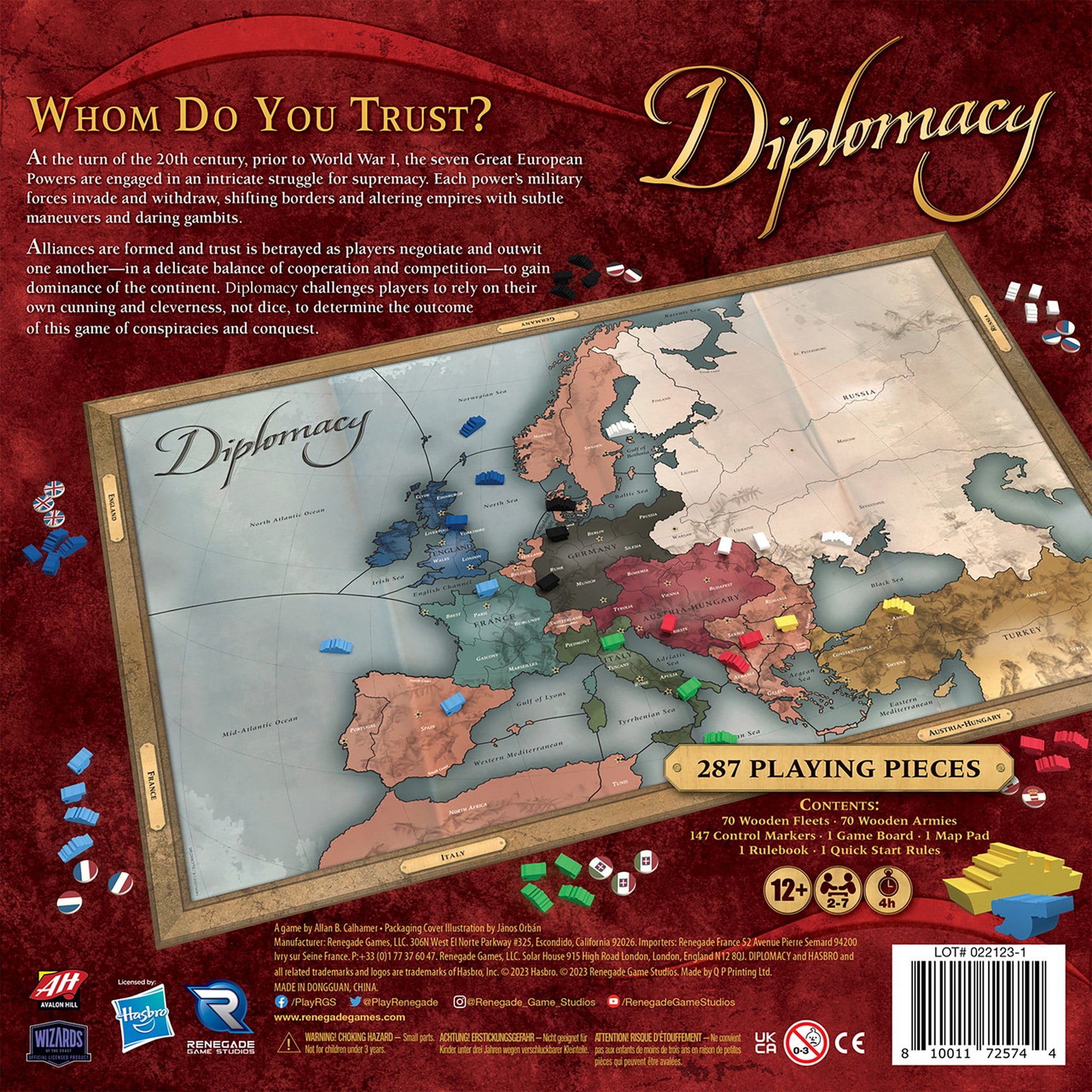 Diplomacy - Renegade, Europe 20th Century Strategy Board Game of