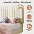 thumbnail image 6 of Amolife King Bed Frame, Platform Bed with Adjustable Velvet-Wrapped Headboard and 4 Storage Drawers, No Box Spring Required, Cream White, 6 of 14
