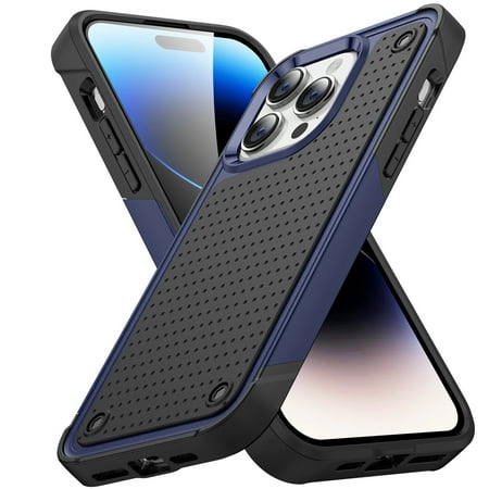 Ancove for iPhone 13 Pro Max Rugged Case,Shockproof [Military Grade Dropproof] Hard PC & Soft Bumper Dual Layer Protective Case Cover for iPhone 13 Pro Max,Navyblue