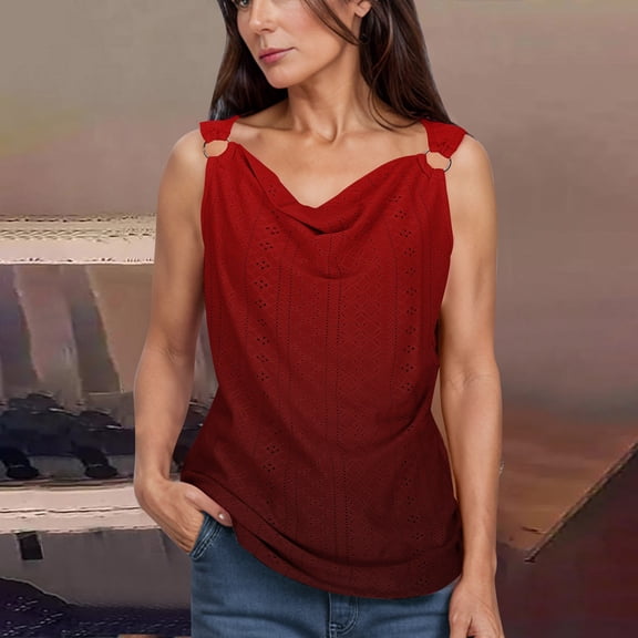 Chbgutlmr Womens Tank Tops Sleeveless Eyelet Cowl Neck Tunic Tops Casual Summer Dressy Trendy Blouse Shirts